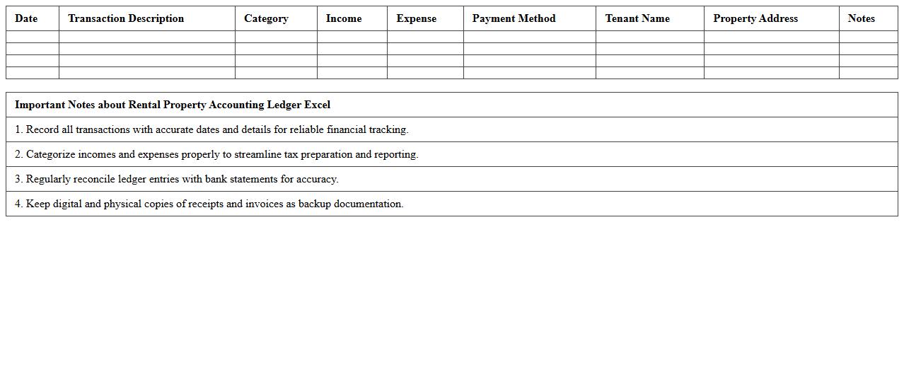 Rental Property Accounting Ledger Excel