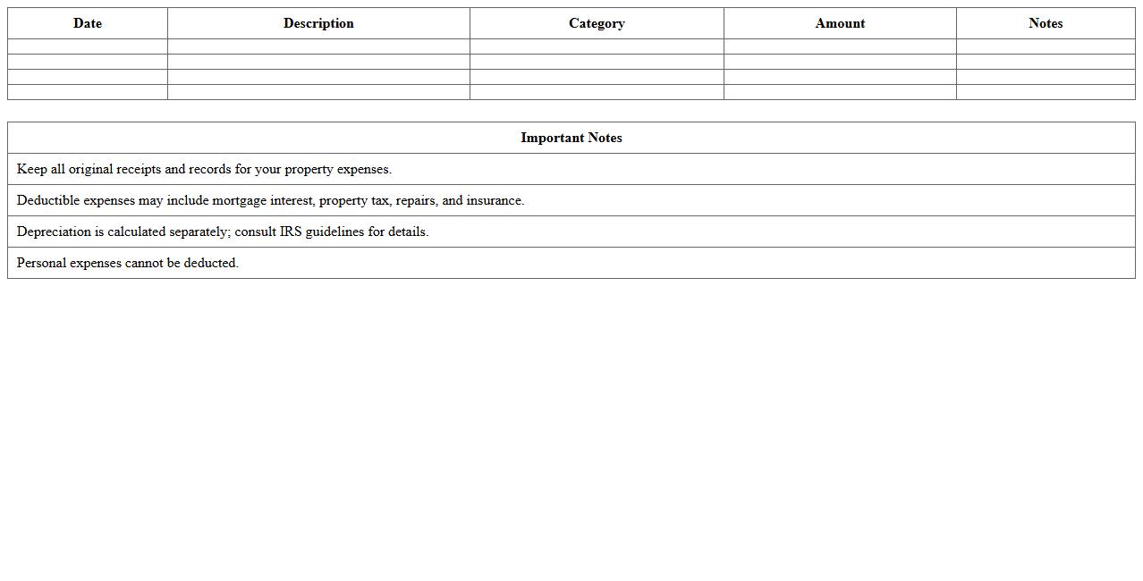 Rental Property Tax Deduction Worksheet