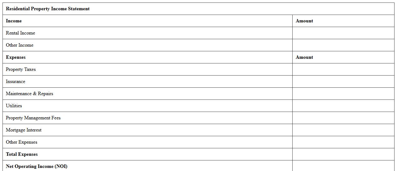 Residential Property Income Statement Excel Template