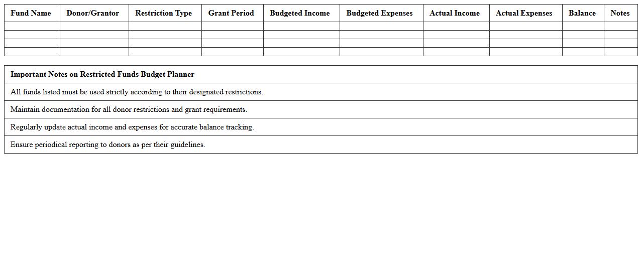 Restricted Funds Budget Planner for Nonprofits