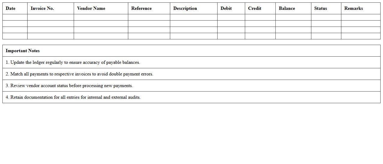 Retail Accounts Payable Ledger Excel Template