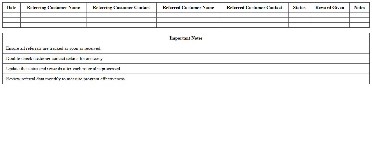 Retail Customer Referral Tracking Excel Template