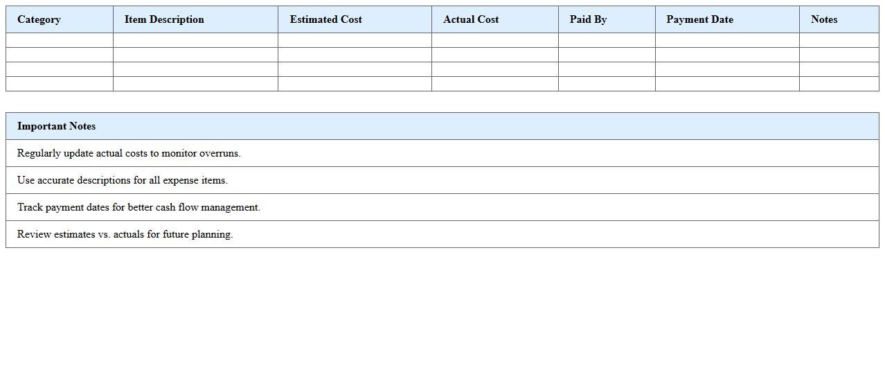 Startup Expense Tracking Excel Worksheet