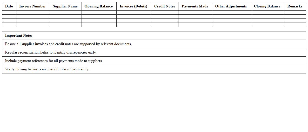 Supplier Account Reconciliation Template