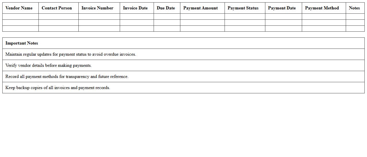 Vendor Payment Management Template for Agencies