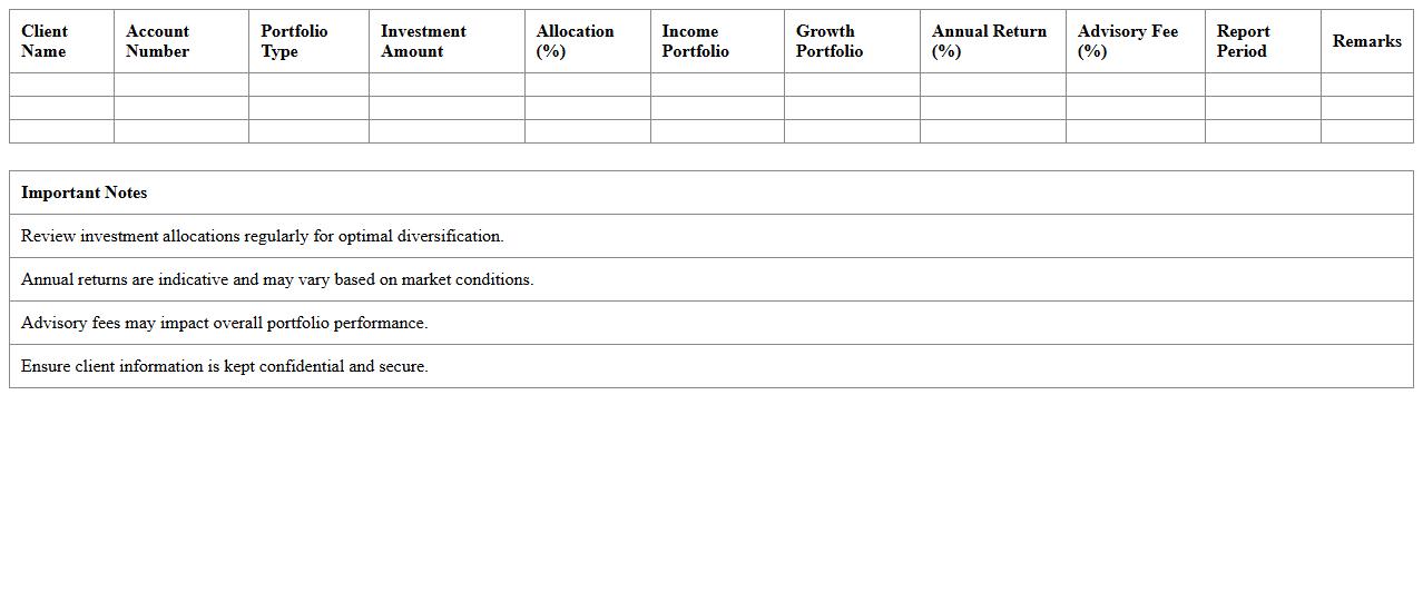 Wealth Advisor Income and Growth Portfolio Template