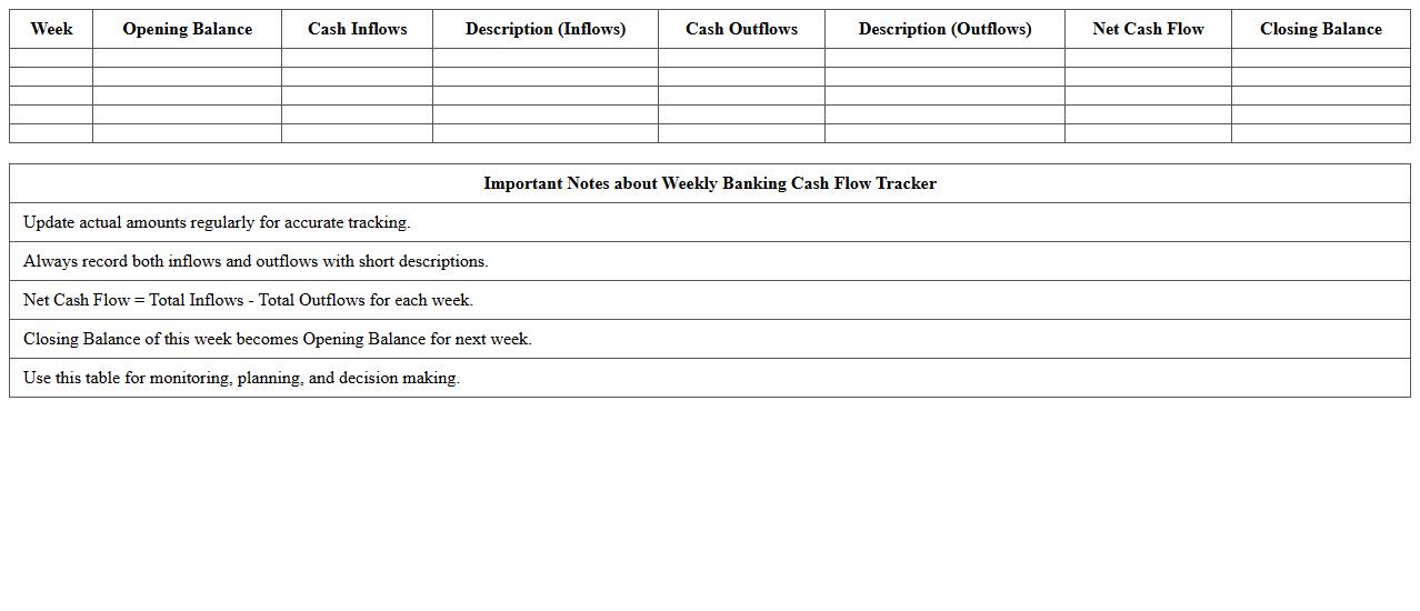 Weekly Banking Cash Flow Tracker