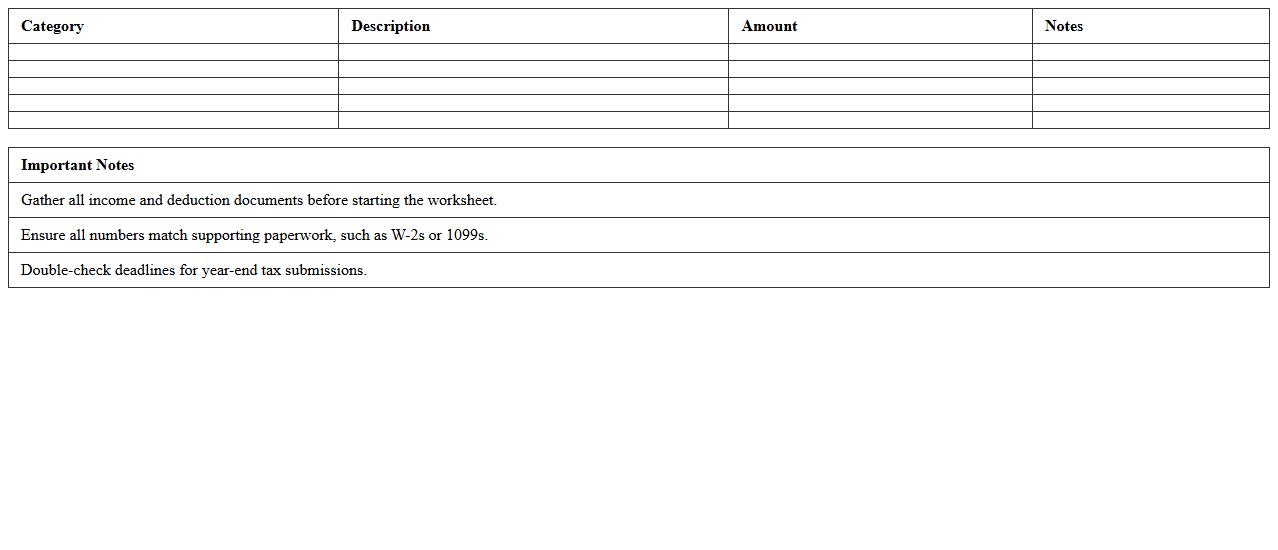 Year-End Tax Preparation Worksheet