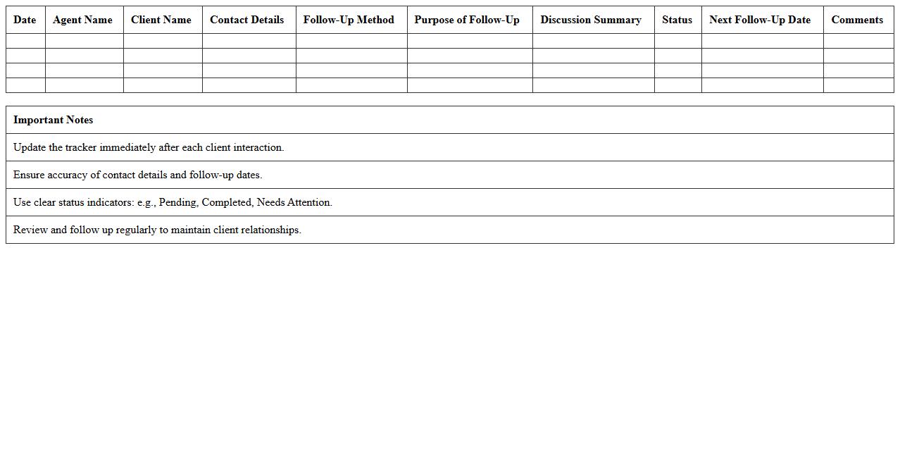 Agent Client Follow-up Tracker Sheet