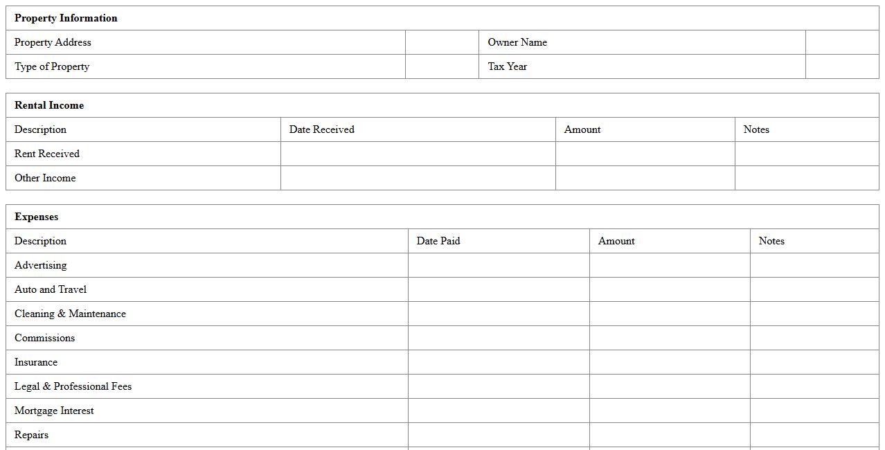 Annual Rental Property Tax Preparation Worksheet