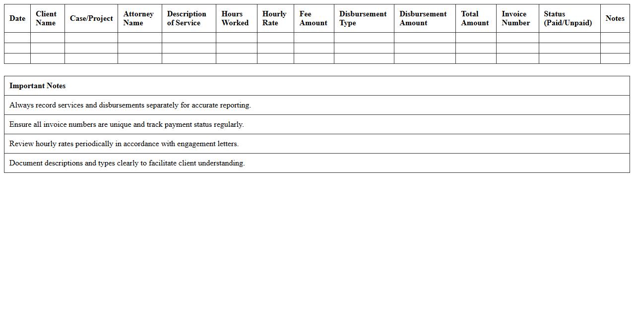 Attorney Fee and Disbursement Tracker