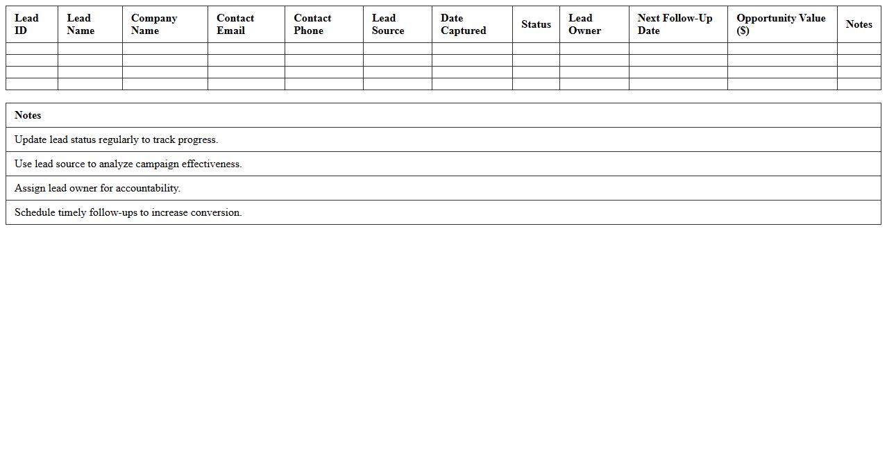 B2B Marketing Lead Tracking Excel Template for Sales Teams