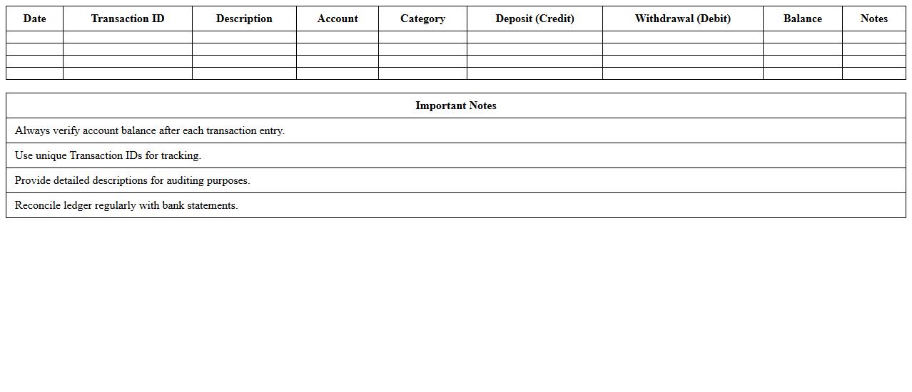 Bank Transaction Ledger Log Excel