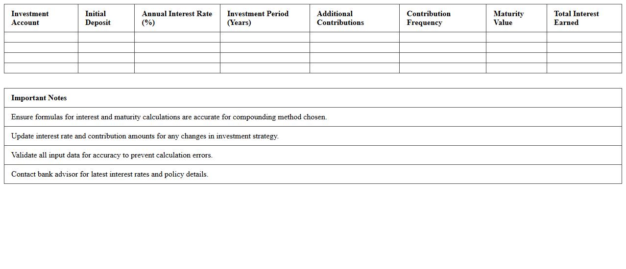 Banking Excel Template for Investment Return Calculations