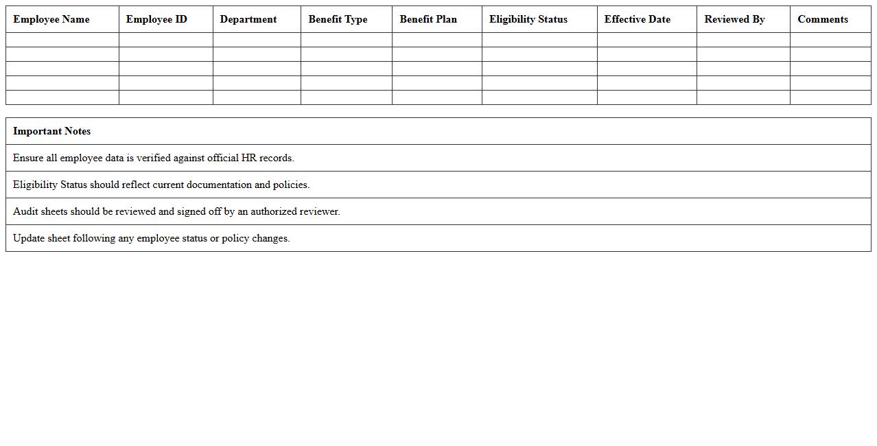 Benefits Eligibility Audit Sheet Excel