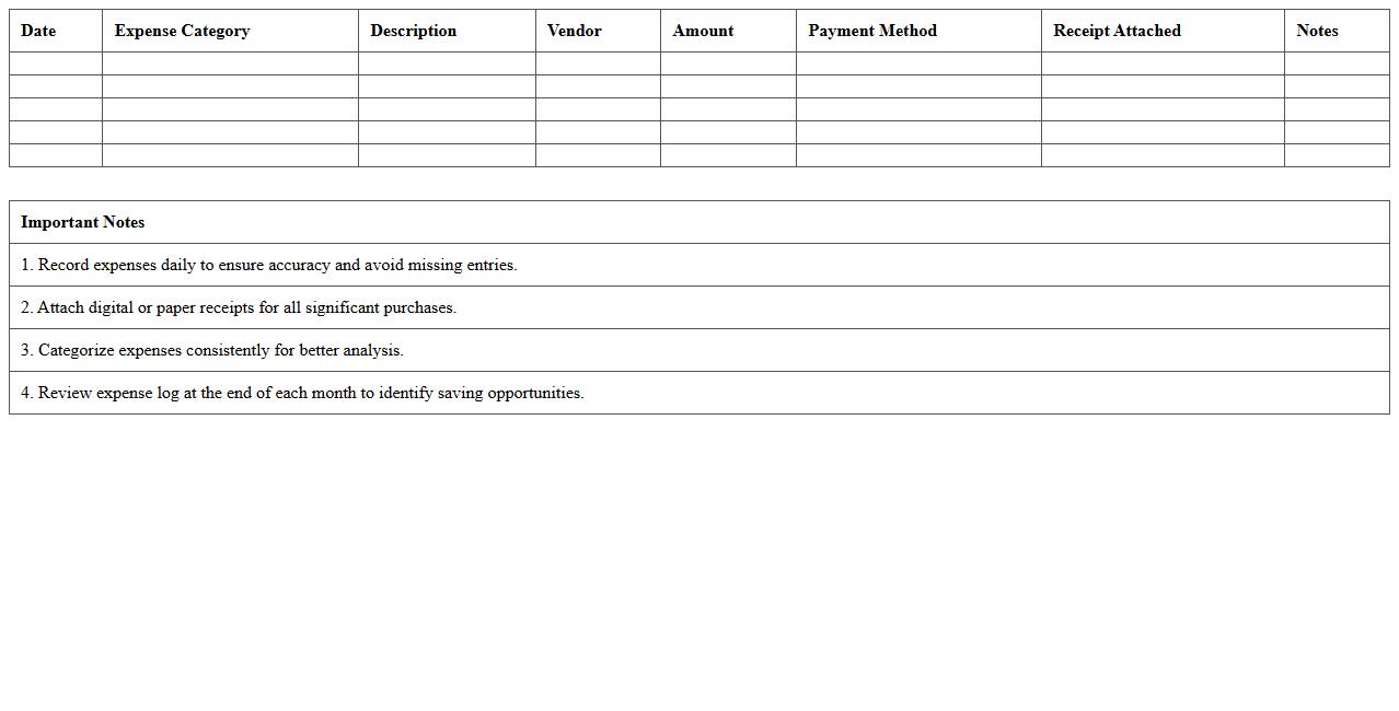 Café Operational Expense Log Excel Template