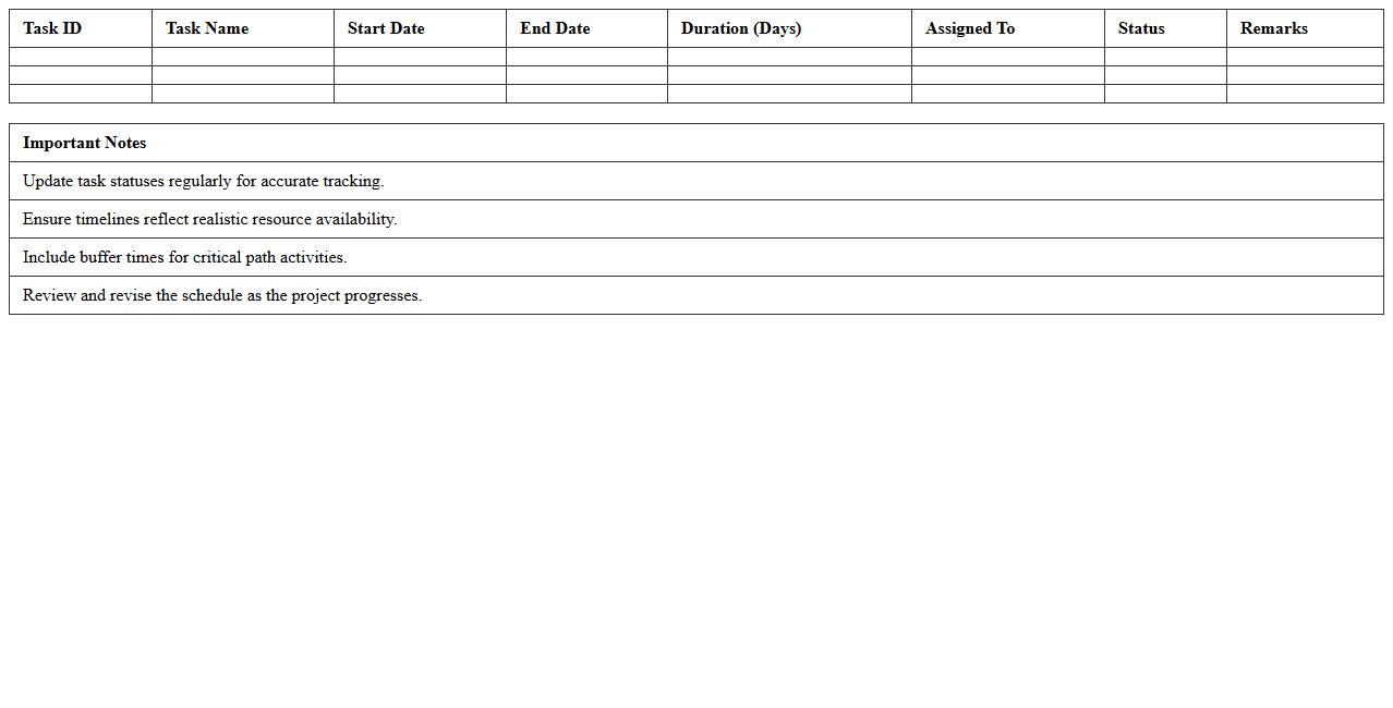 Civil Engineering Project Schedule Template