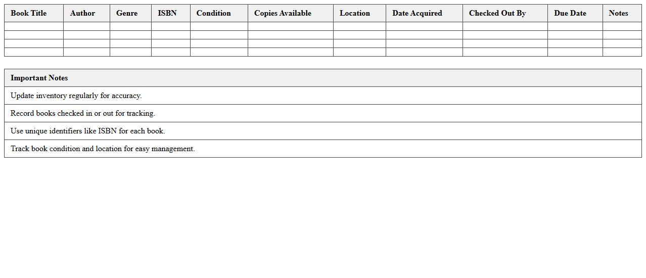 Classroom Book Inventory Tracker Excel Template