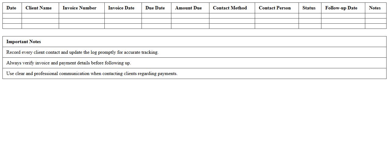 Client Payment Follow-up Log Excel Template