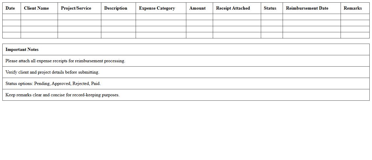 Client Reimbursement Tracking Sheet