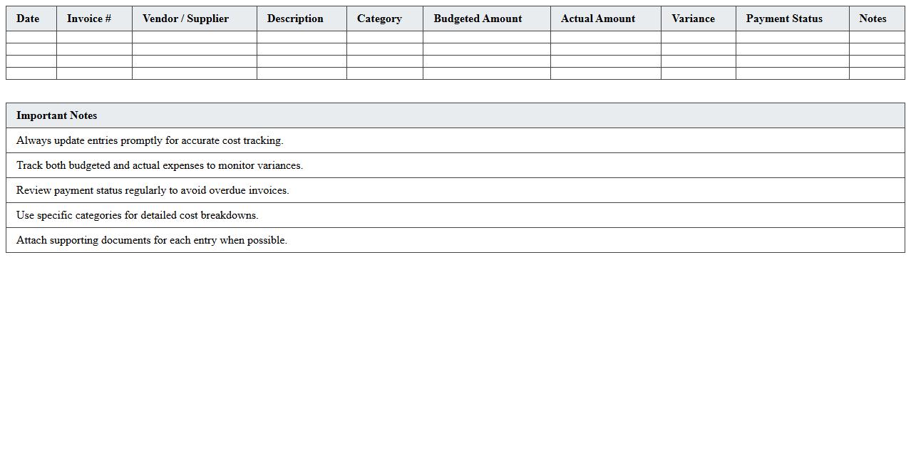 Commercial Construction Cost Tracking Spreadsheet