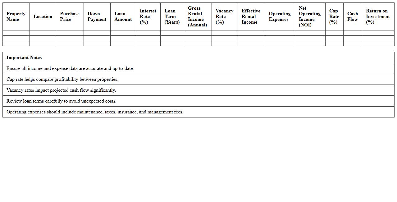 Commercial Property Investment Evaluation Excel
