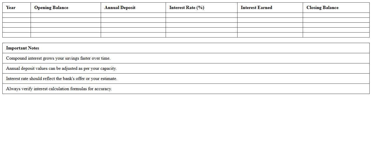 Compound Interest Banking Excel Calculator for Savings