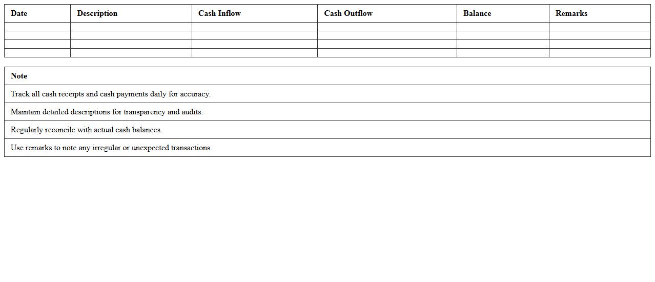 Daily Cash Flow Statement Excel Template for Retail