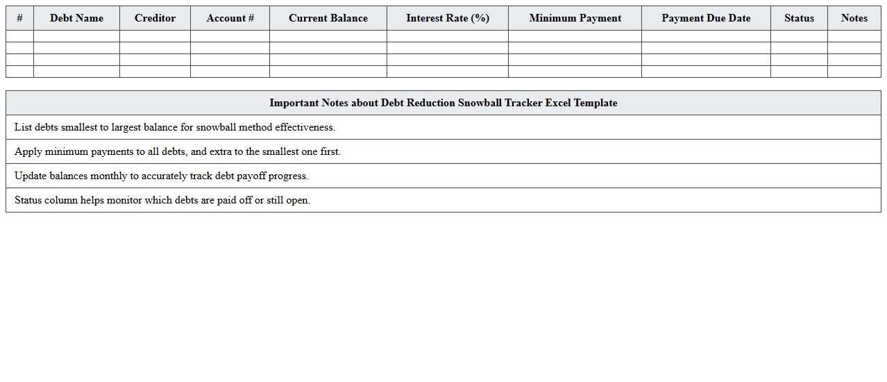 Debt Reduction Snowball Tracker Excel Template