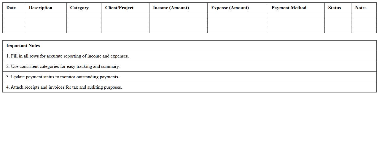 Detailed Freelance Expense & Income Report Excel