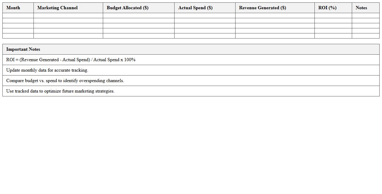 E-commerce Marketing Budget vs. Revenue Tracker Excel Template