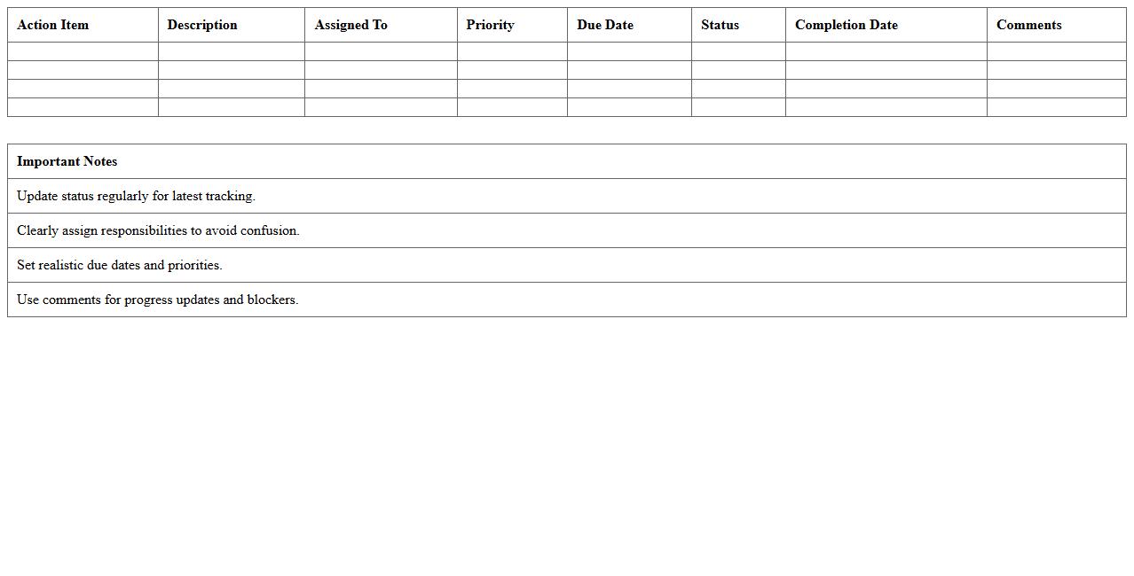 Event Action Item Assignment Tracker