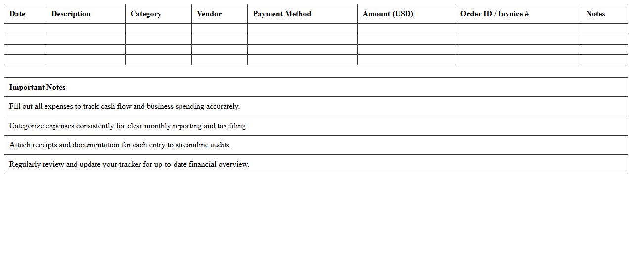 Expense Tracker Spreadsheet for E-commerce Sellers