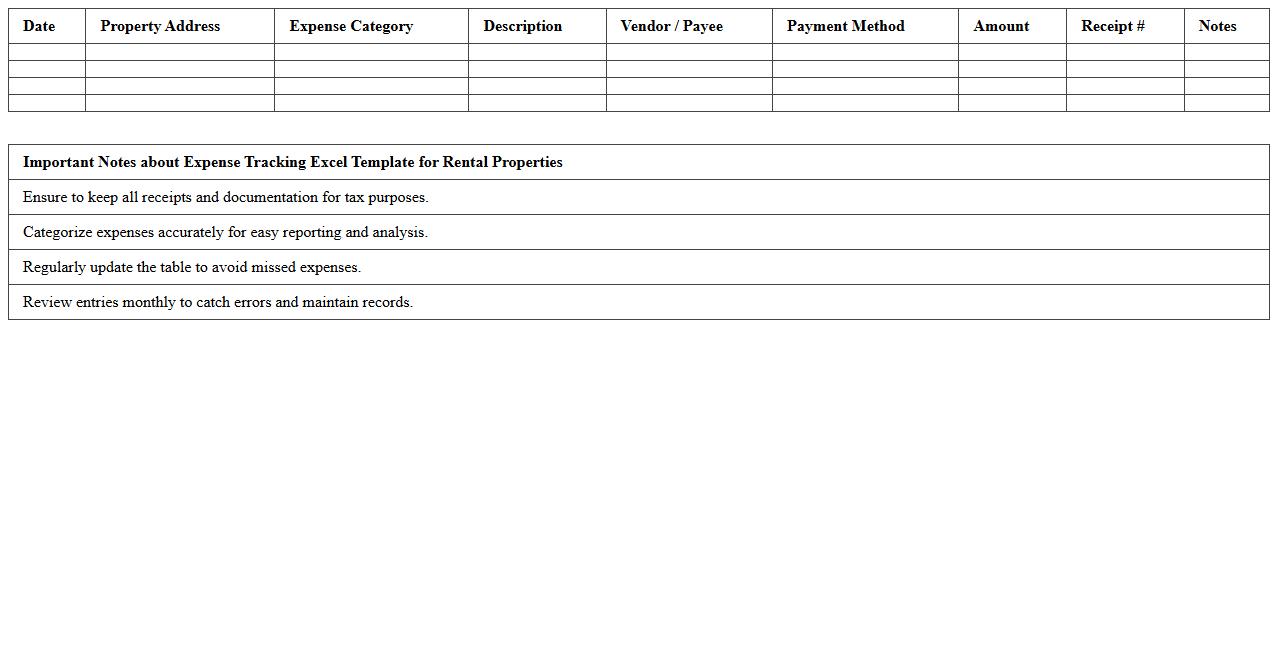 Expense Tracking Excel Template for Rental Properties