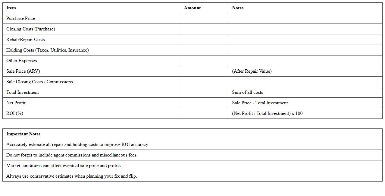 Fix and Flip ROI Evaluation Template