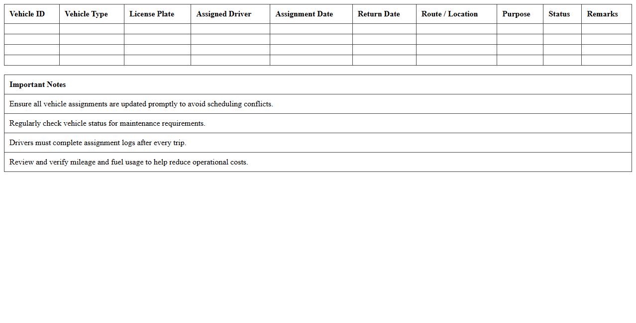 Fleet Vehicle Assignment Planner