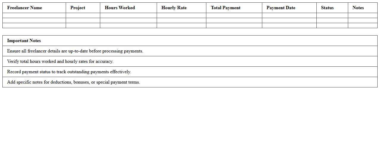Freelancer Payroll Summary Excel Template