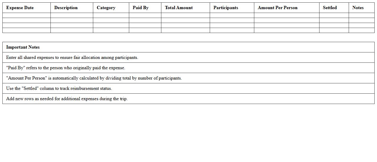 Group Travel Expense Allocation Spreadsheet