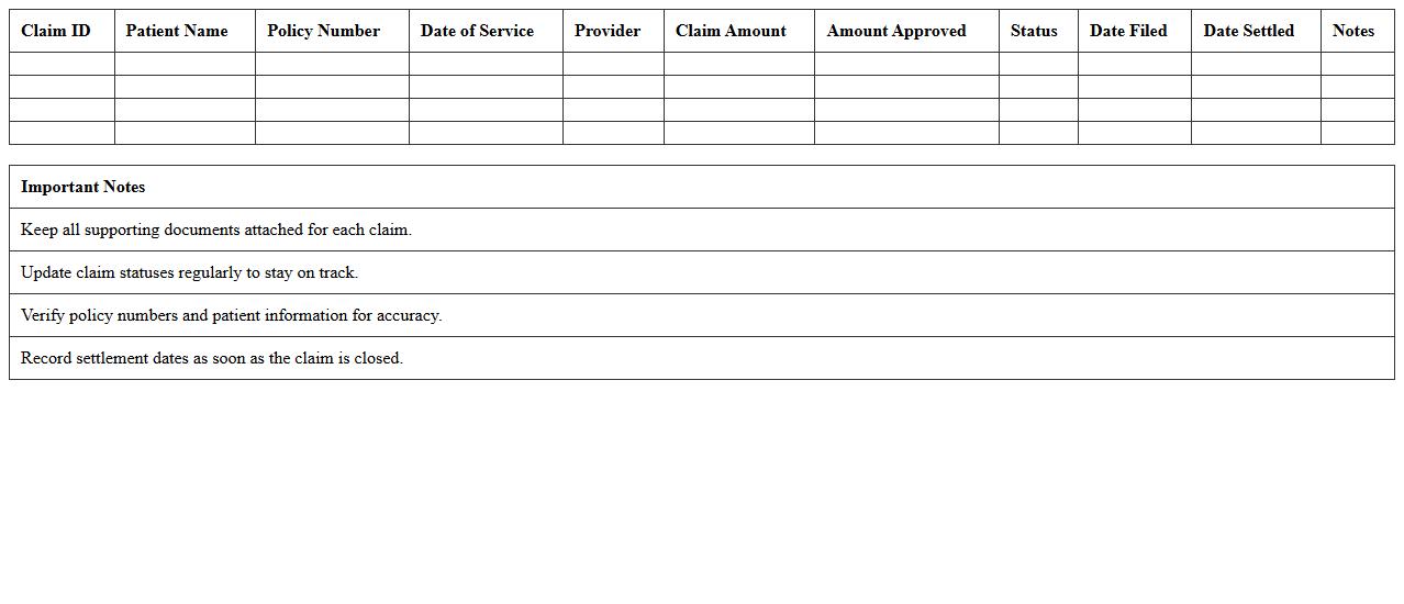Health Insurance Claim Tracker Excel Template