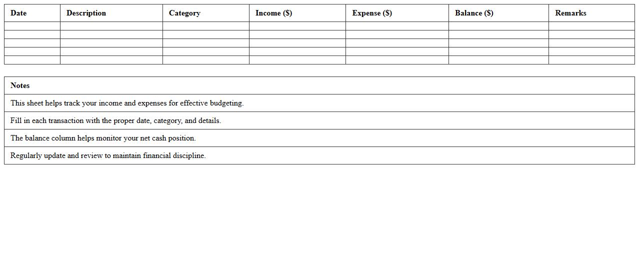 Income vs Expense Statement Excel Sheet