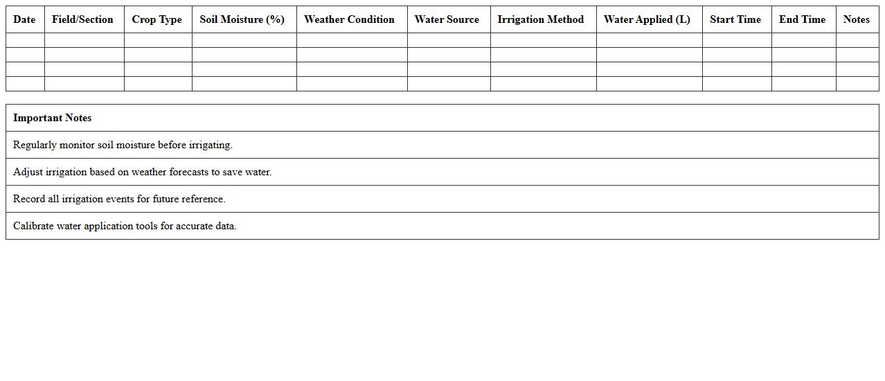 Irrigation Planning Excel Template