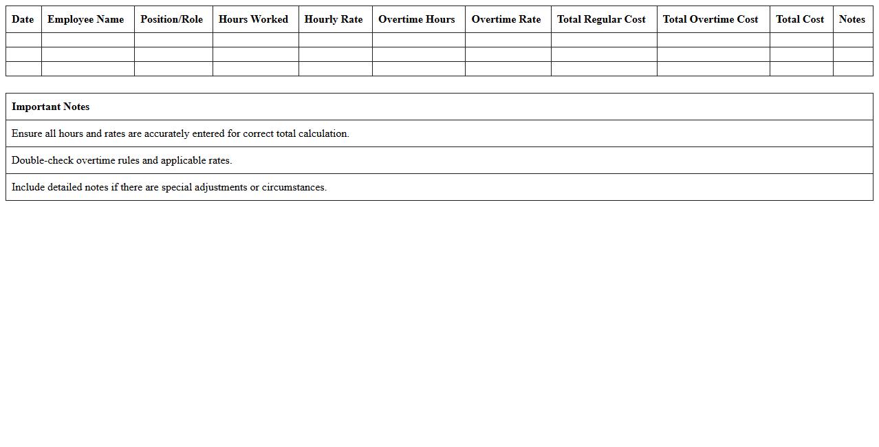Labor Cost Invoice Excel Template