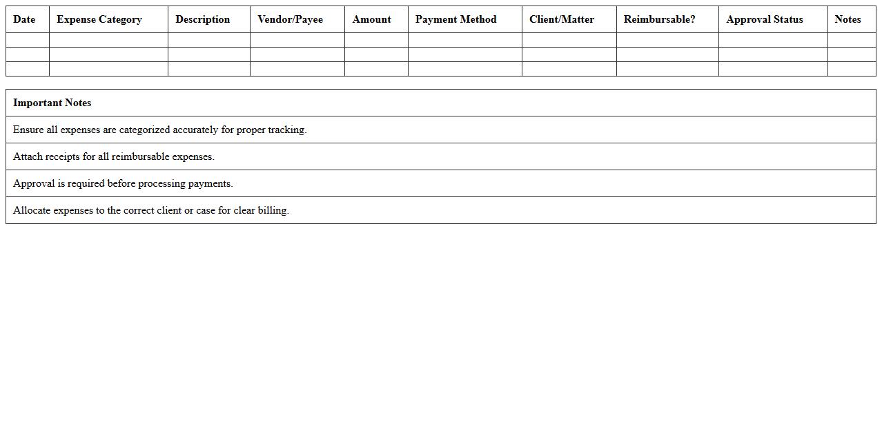 Law Firm Expense Management Template