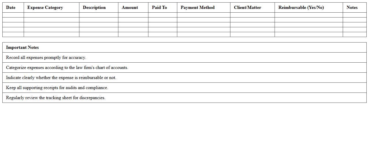 Law Office Expense Tracking Template