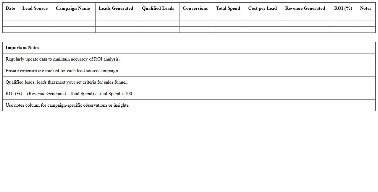 Lead Source ROI Tracker for New Developments Excel