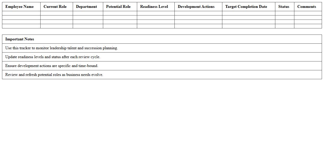 Leadership Pipeline Excel Tracker