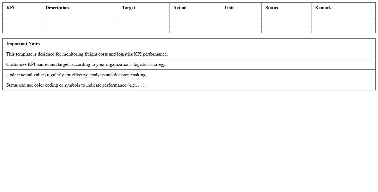 Logistics KPI Dashboard Excel Template for Freight Cost Analysis