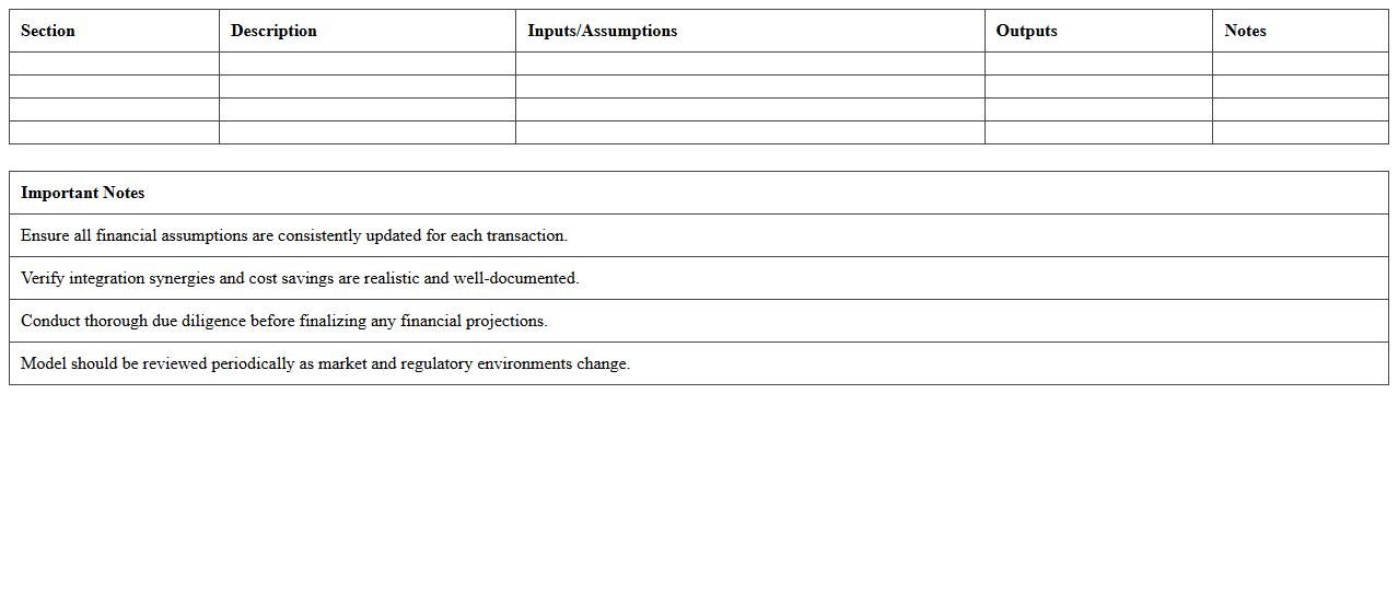 Mergers and Acquisitions Financial Model Excel Template