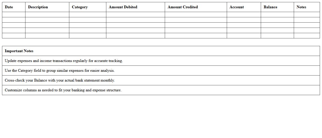 Monthly Banking Expense Tracker Excel Template