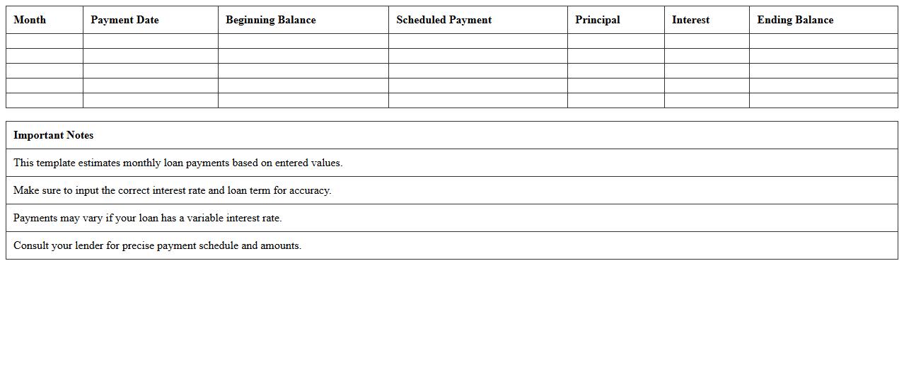 Monthly Loan Payment Calculator Template
